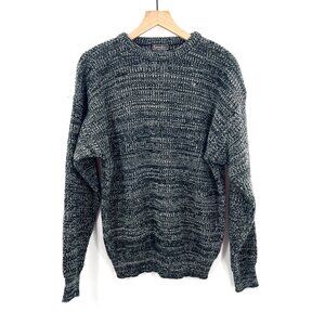 Vintage Barnaby marl knit sweater virgin acrylic black white crew neck 80s 90s L